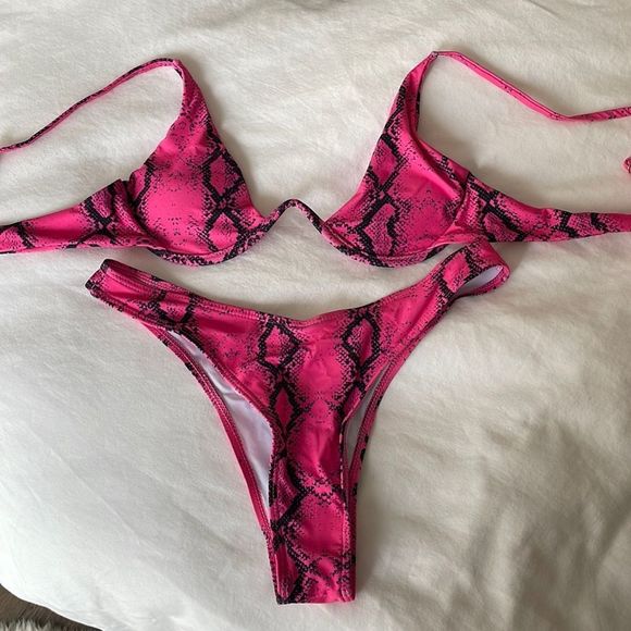 Pink snakeskin bikini size S